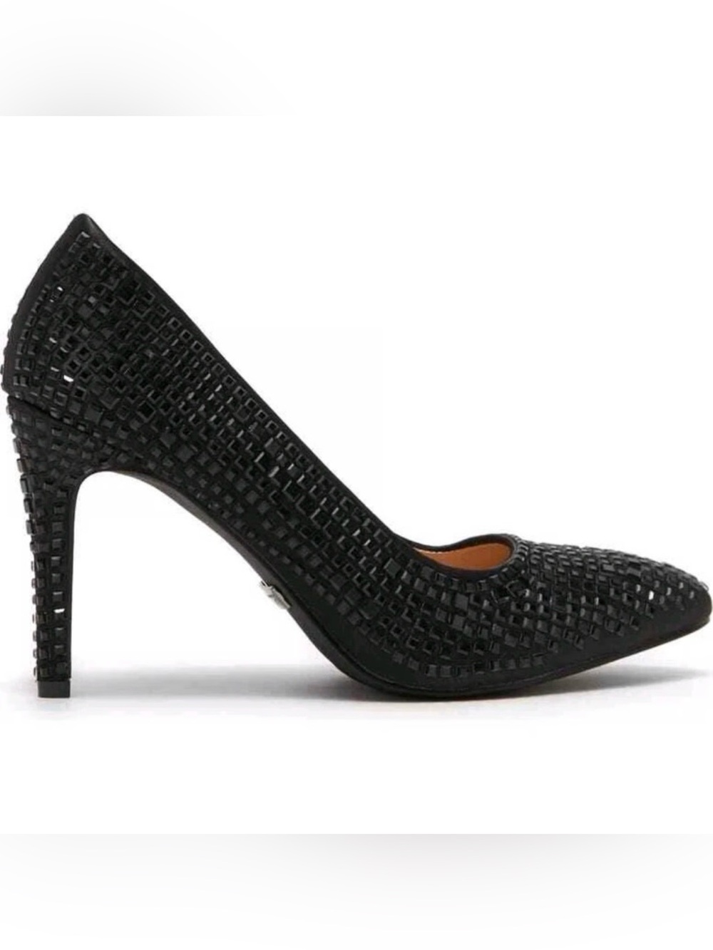 Lauren Lorraine Black Woven Pointed Stiletto Pump
